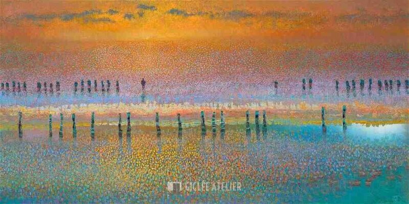 Sunset on water - Ton Dubbeldam - gicleekunst